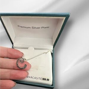 Premium Sliver plated Pendant Necklace with genuine marcasite